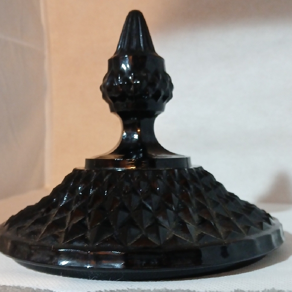 Vintage Indiana Glass Tiara Cameo Black Diamond Point lidded ice bucket - Picture 5 of 7